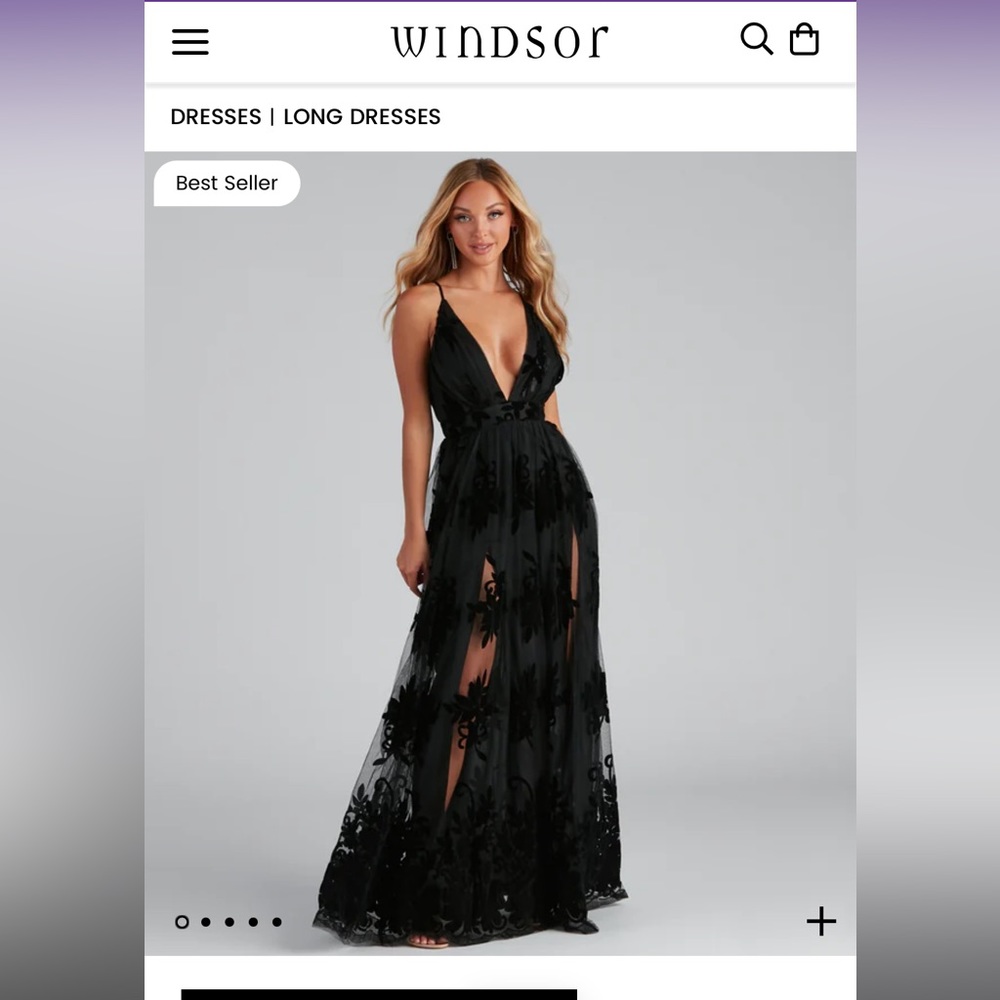 WINDSOR Morgan formal flocked velvet dress in black